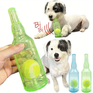 Durable Pet Teething Resistant Tennis Ball Wine Bottle Chew Toy for Dogs Play