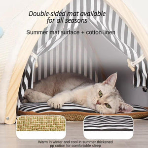 Foldable Cat House Tent Pet Villa Indoor Cat Shelter with Cushion Cat Litter Bed