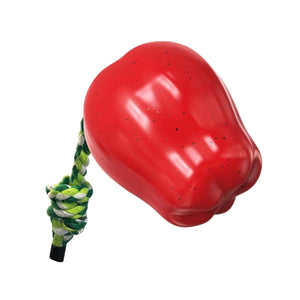 Red Apple Dog Chew Toy with Rope for Play and Dental Health