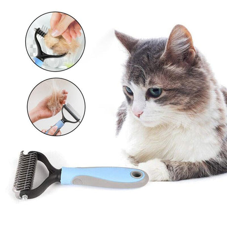 Premium Dog & Cat Deshedding Grooming Comb - Undercoat Rake Trimmer Brush