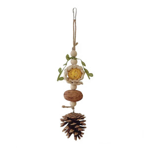 Parrot Chew Toys Bird Cage Accessories Hanging Pinecone Rattan Ball