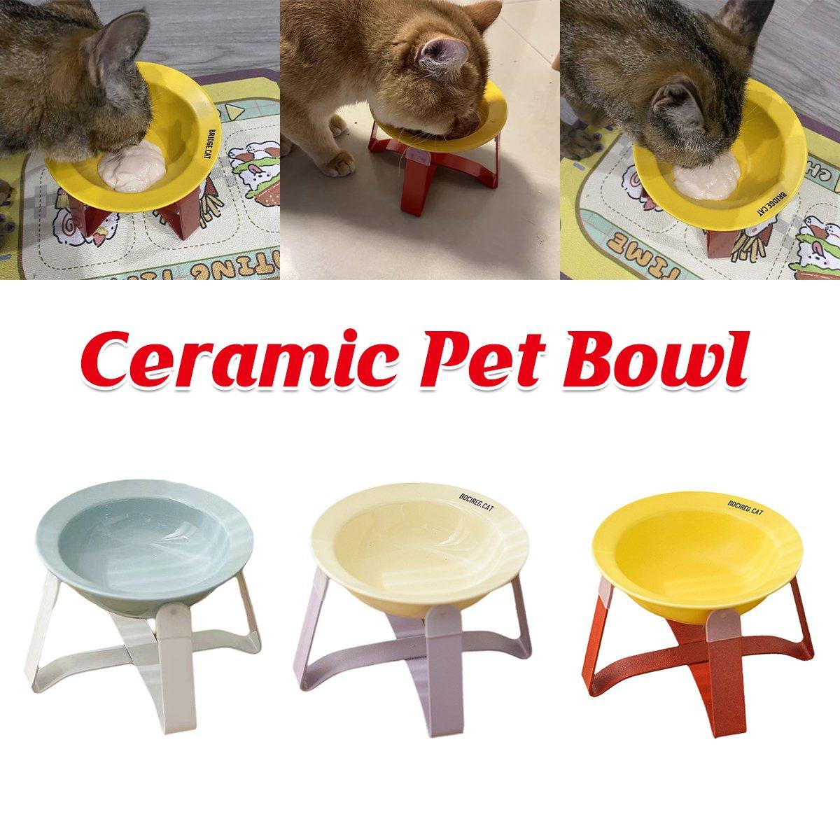 Elevated Ceramic Cat Bowl Anti-Slip Stand & Ergonomic Design for Cats