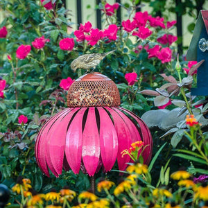 Metal Coneflower Bird Feeder for Small Birds