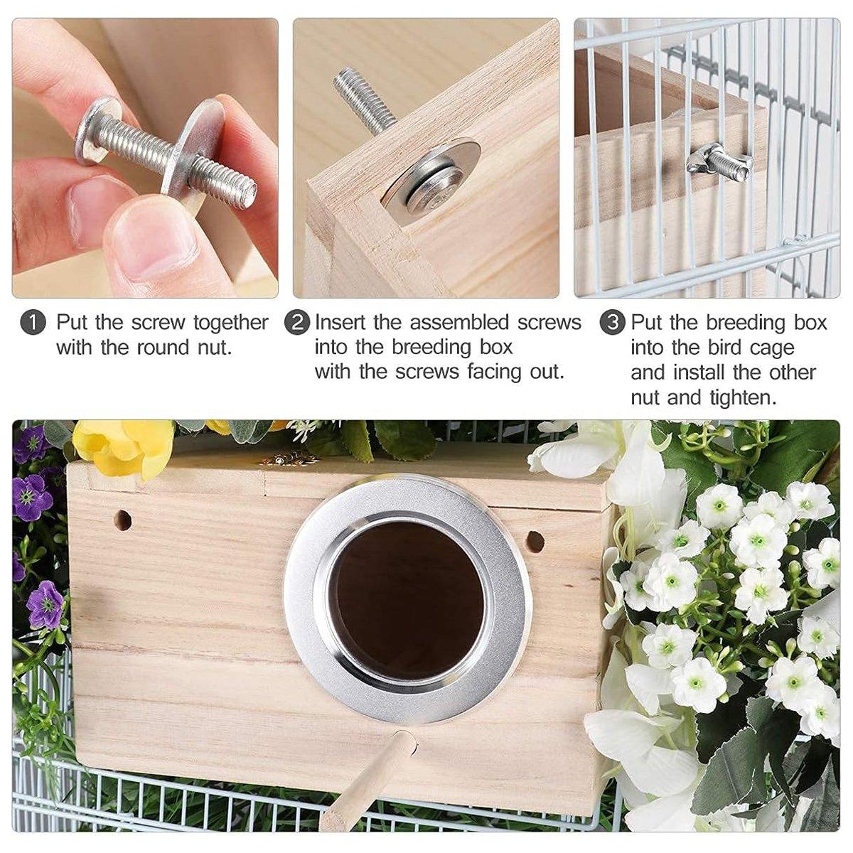 Right Opening Breeding Box Durable Wooden Nesting Box for Parrots