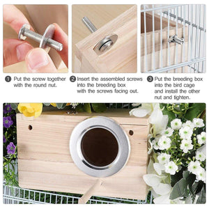 Right Opening Breeding Box Durable Wooden Nesting Box for Parrots