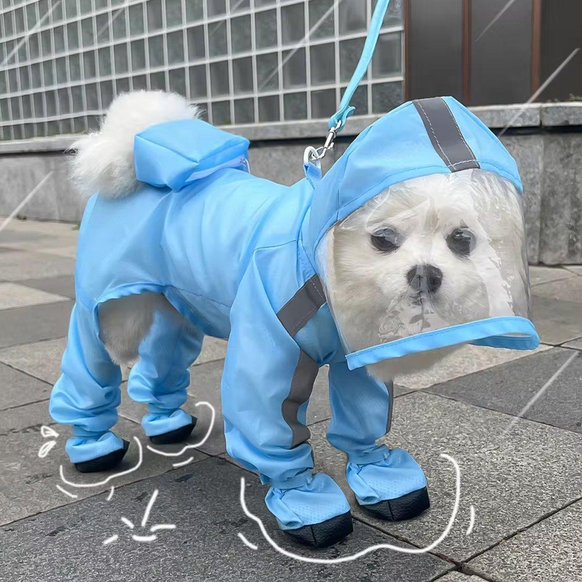 Waterproof Dog Raincoat with Feet Full Coverage Pet Rainy Clothes for Small Dogs