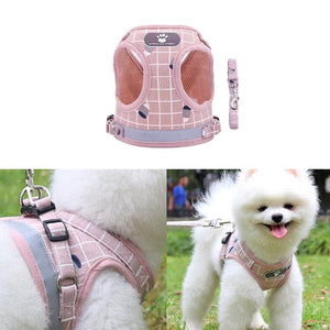 Adjustable Mesh Pet Vest Harness & Leash - Cat Dog Kitten Walk Collar