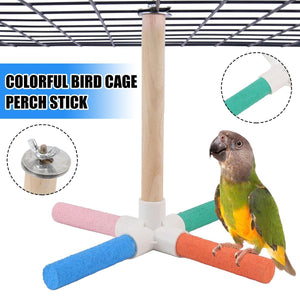 Colourful Parrot Toy Bird Stand for Claw Grinding and Play