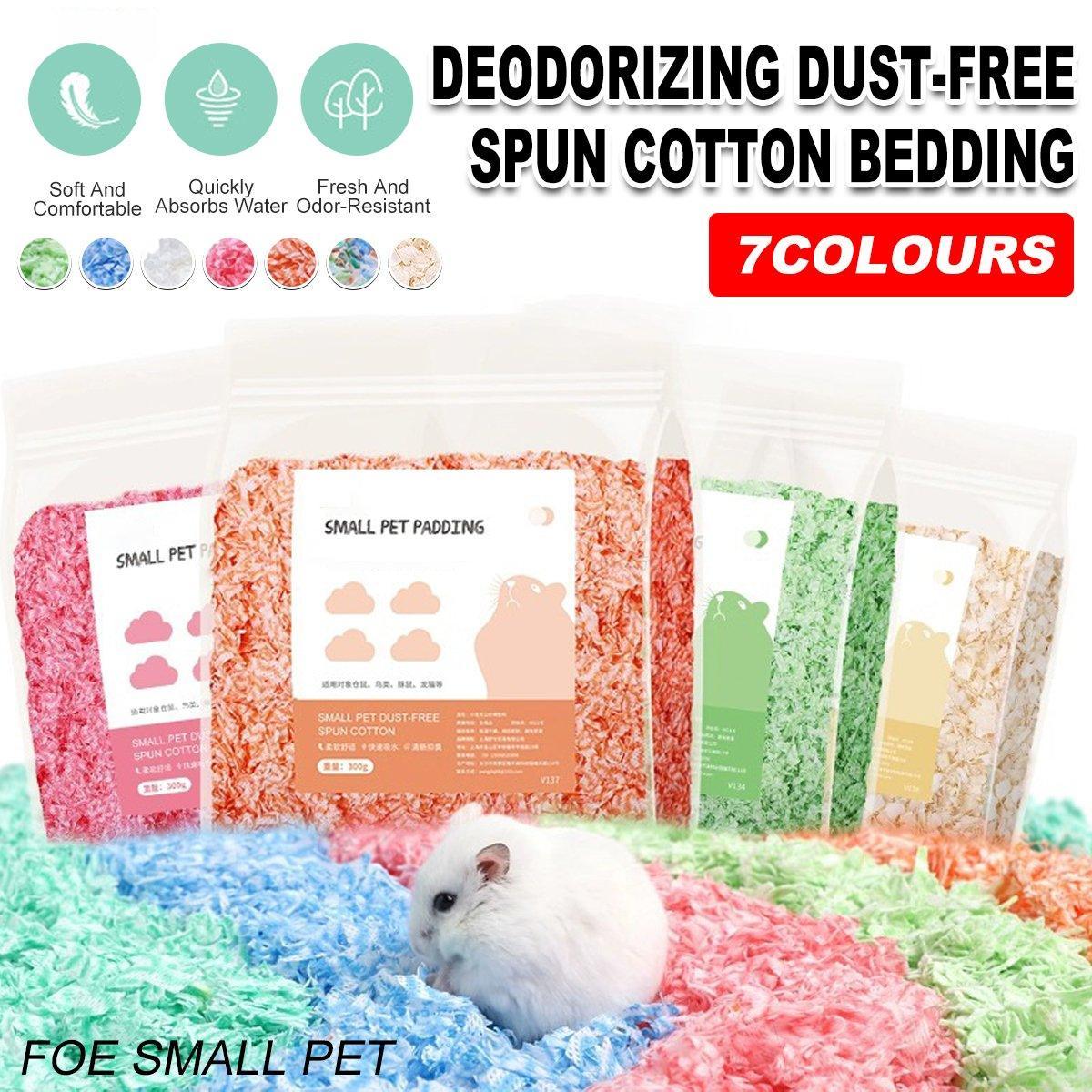 Premium small pet bedding for hamsters, featuring colourful, dust-free, and deodorizing cotton shavings pads.