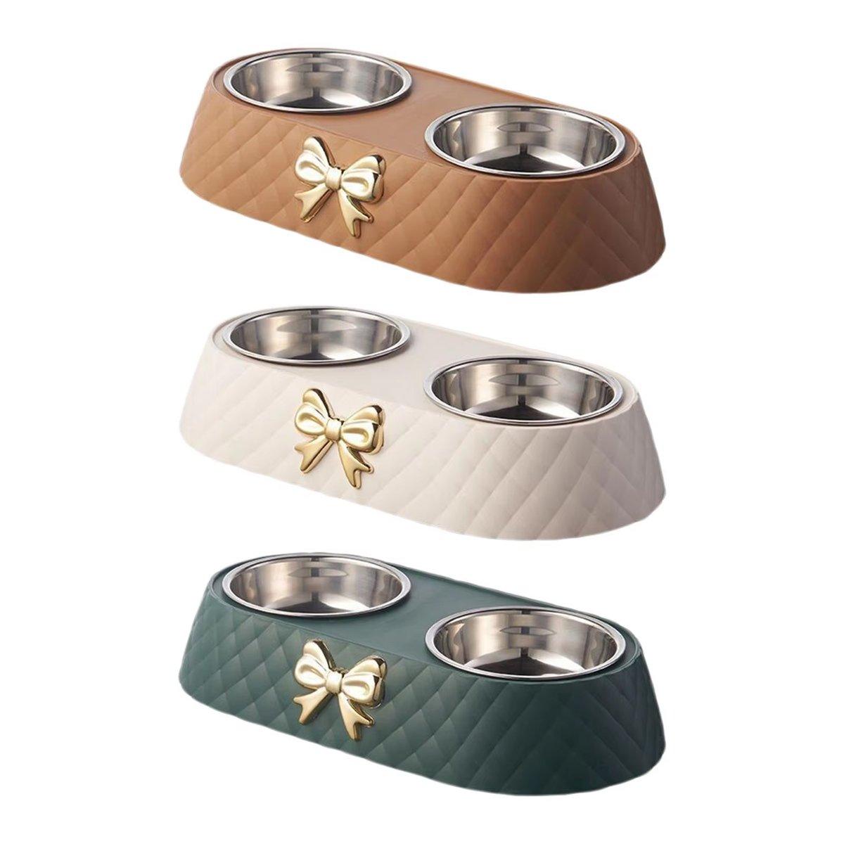 Stainless Steel Double Pet Bowl Non-Slip Anti-Knock Dog Cat Feeder