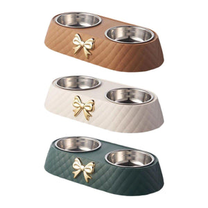 Stainless Steel Double Pet Bowl Non-Slip Anti-Knock Dog Cat Feeder