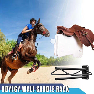 Wall-Mounted Saddle Rack With Double Saddle Pad Holder