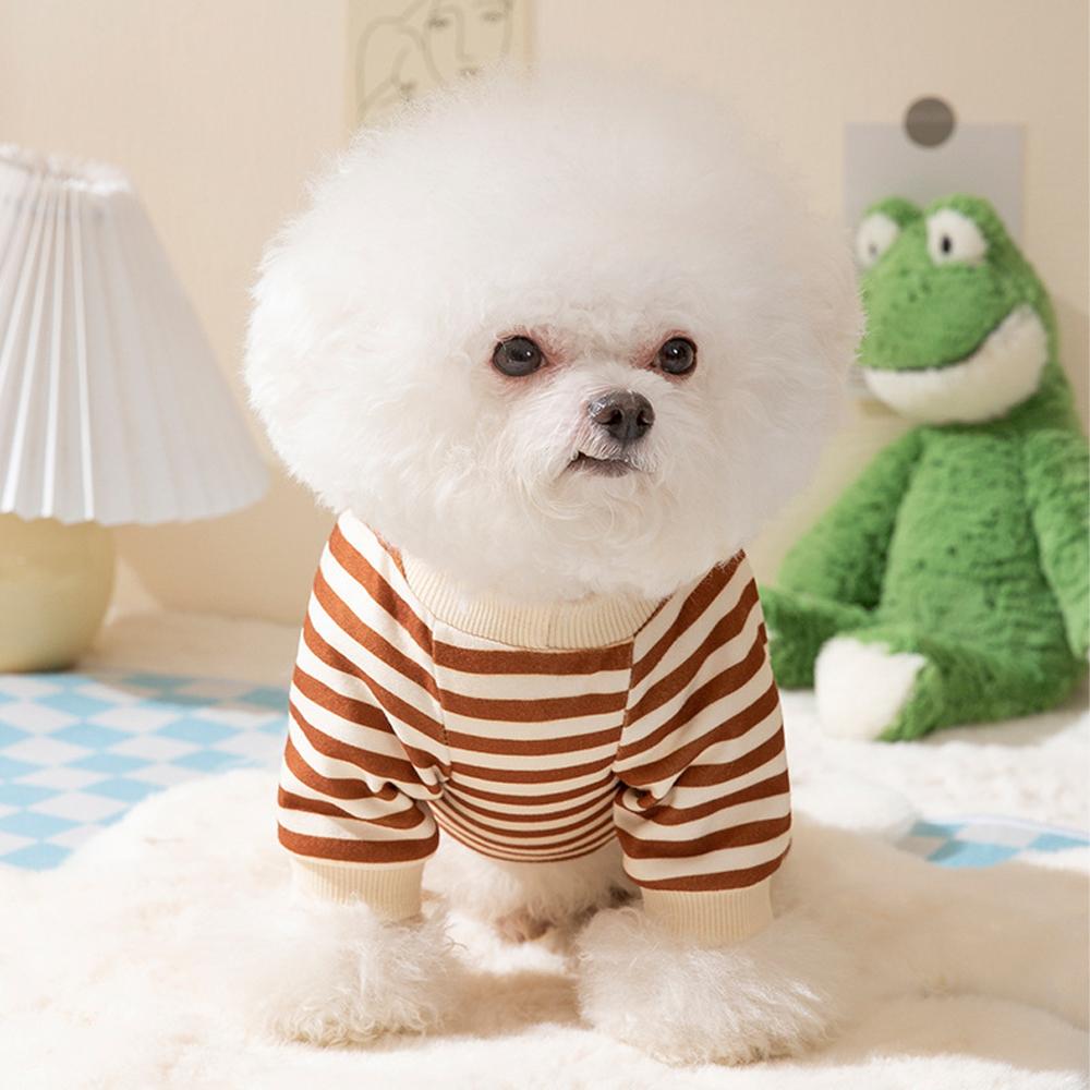 Cute Bear Striped Dog Coat Pet Outfit Cozy Pajamas for Pets