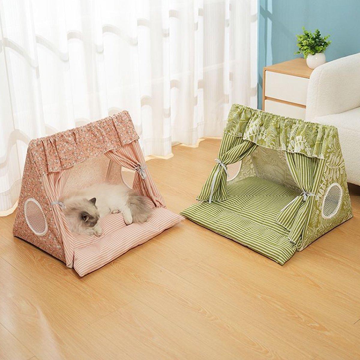 Semi-Closed Cat Tent Comfortable Pet Bed for Small Dogs & Medium Cats