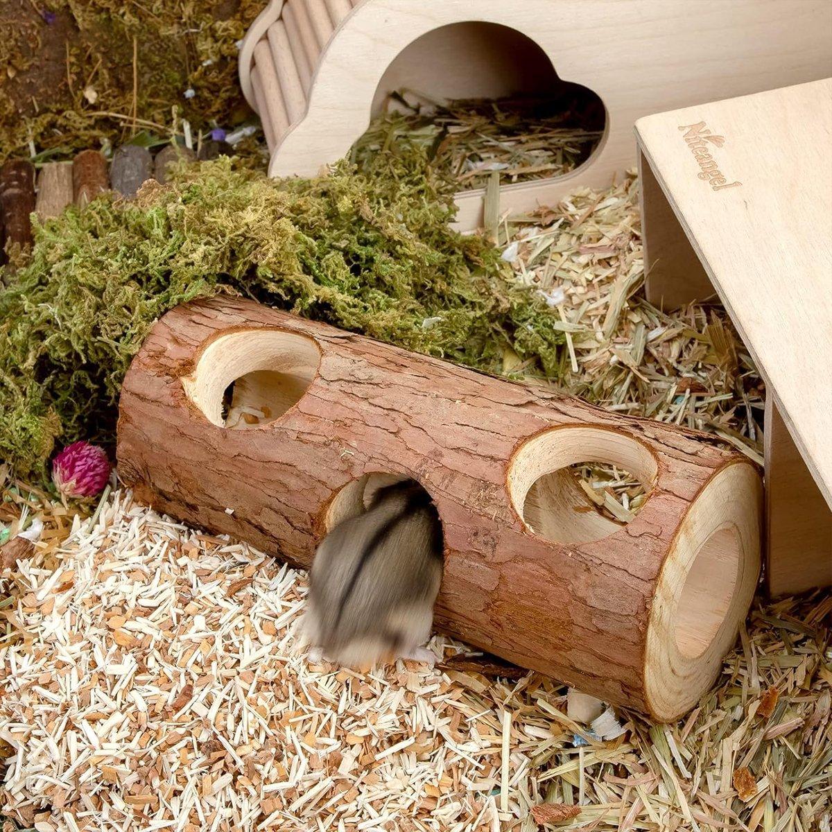 Premium Solid Wood Hamster Tunnel - Natural and Durable Chew Toy