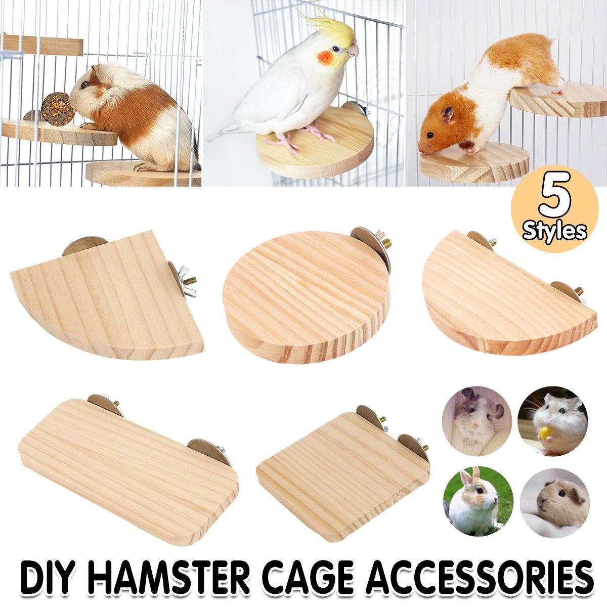 Natural Wooden Pet Platform Set – 5 Styles for Hamster Cage Customization