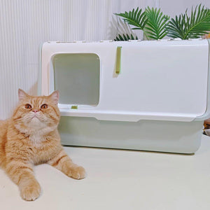 Fully Enclosed Cat Litter Box with Odour Control Adjustable Entry & Large Capacity