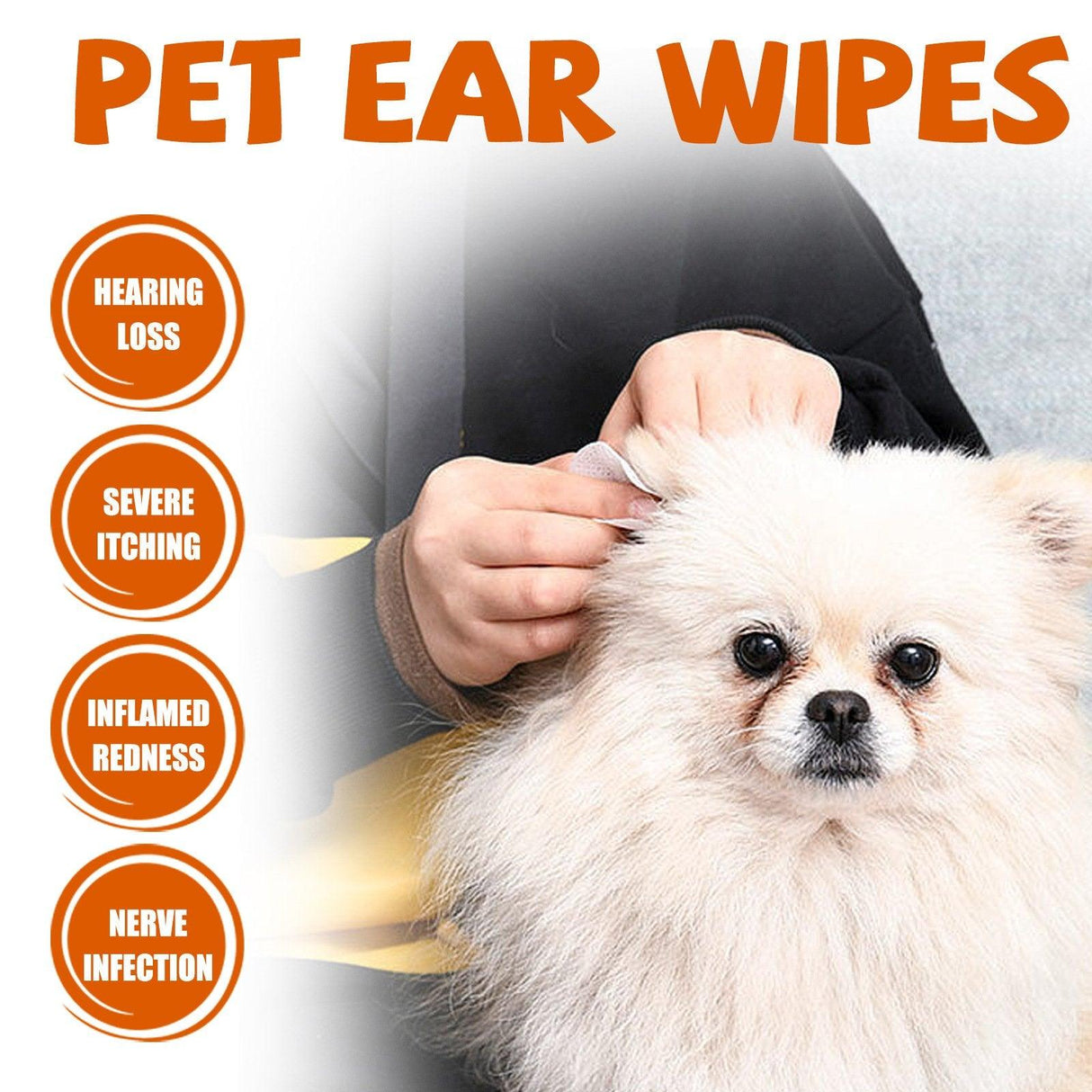 Gentle Pet Ear Wipes For Cats and Dogs - Effective Cleaning and Anti-Odor Mite Protection