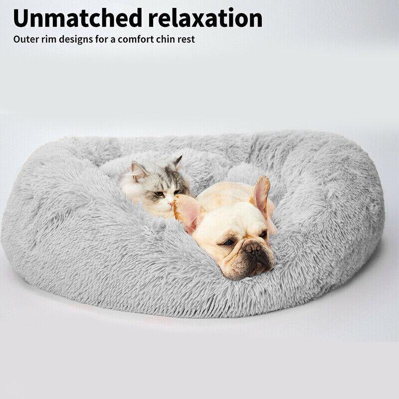 Dog Cat Pet Calming Bed Washable Warm Soft Plush Round