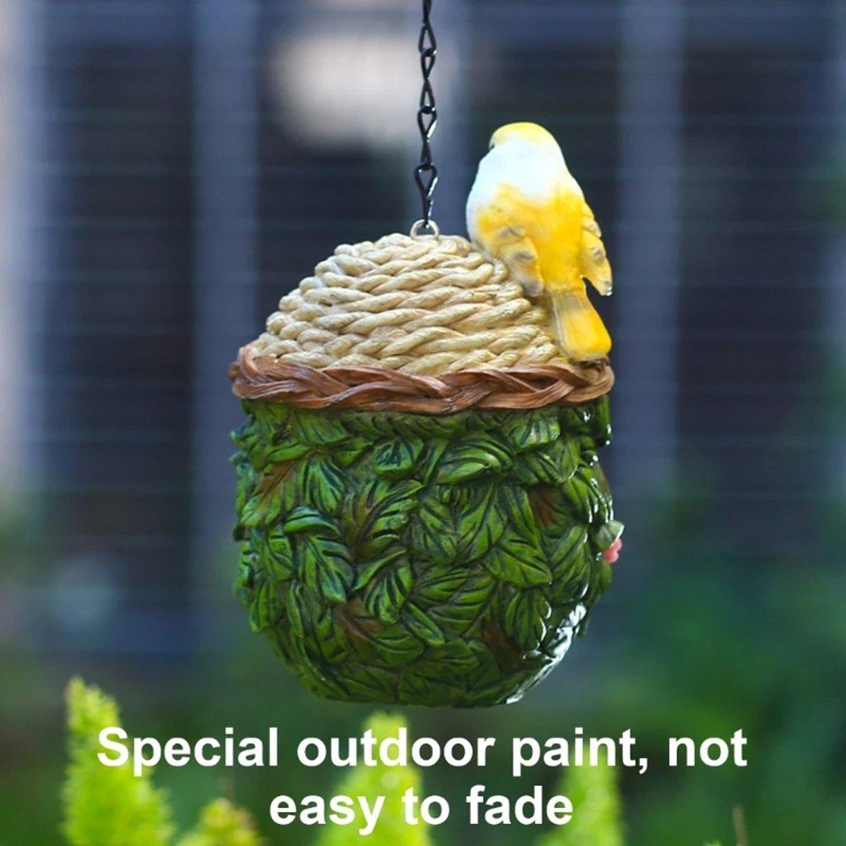 Hanging Resin Birdhouse Hand-Painted Outdoor Garden Decor