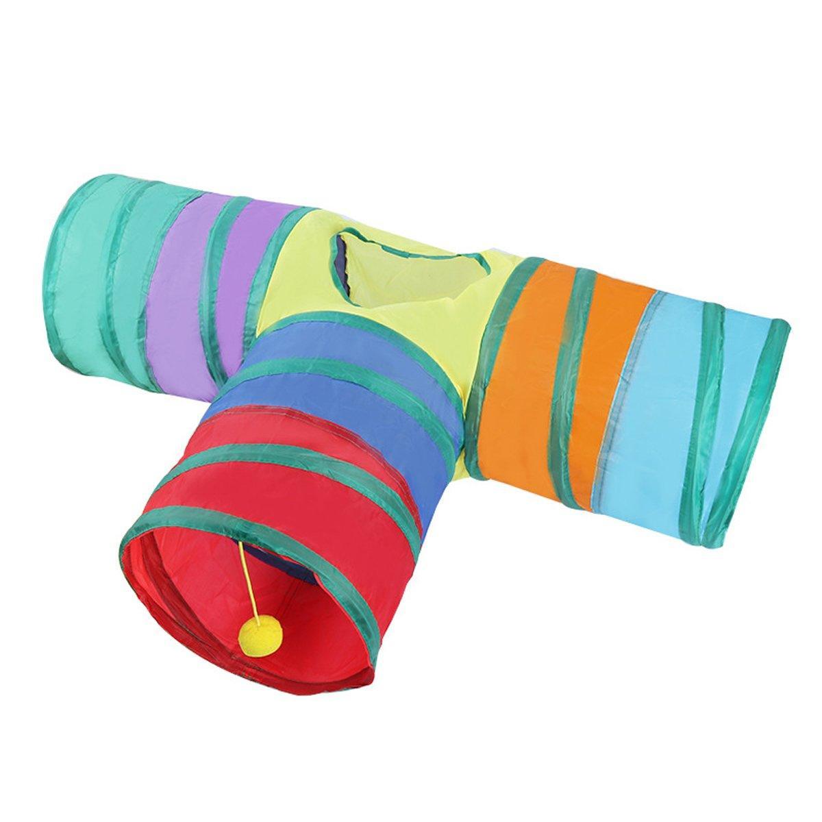 Pet Supplies Amazon New Rainbow Color Tee Cat Tunnel Toy Foldable Self Hi Cat Tunnel