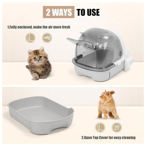 Cat Litter Box Oversized Fully Closed Cat Toilet Odor-proof