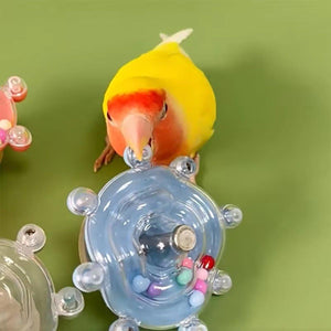 Colorful Rotating Bird Cage Toy Interactive Chewing Toy with Sound for Parrots