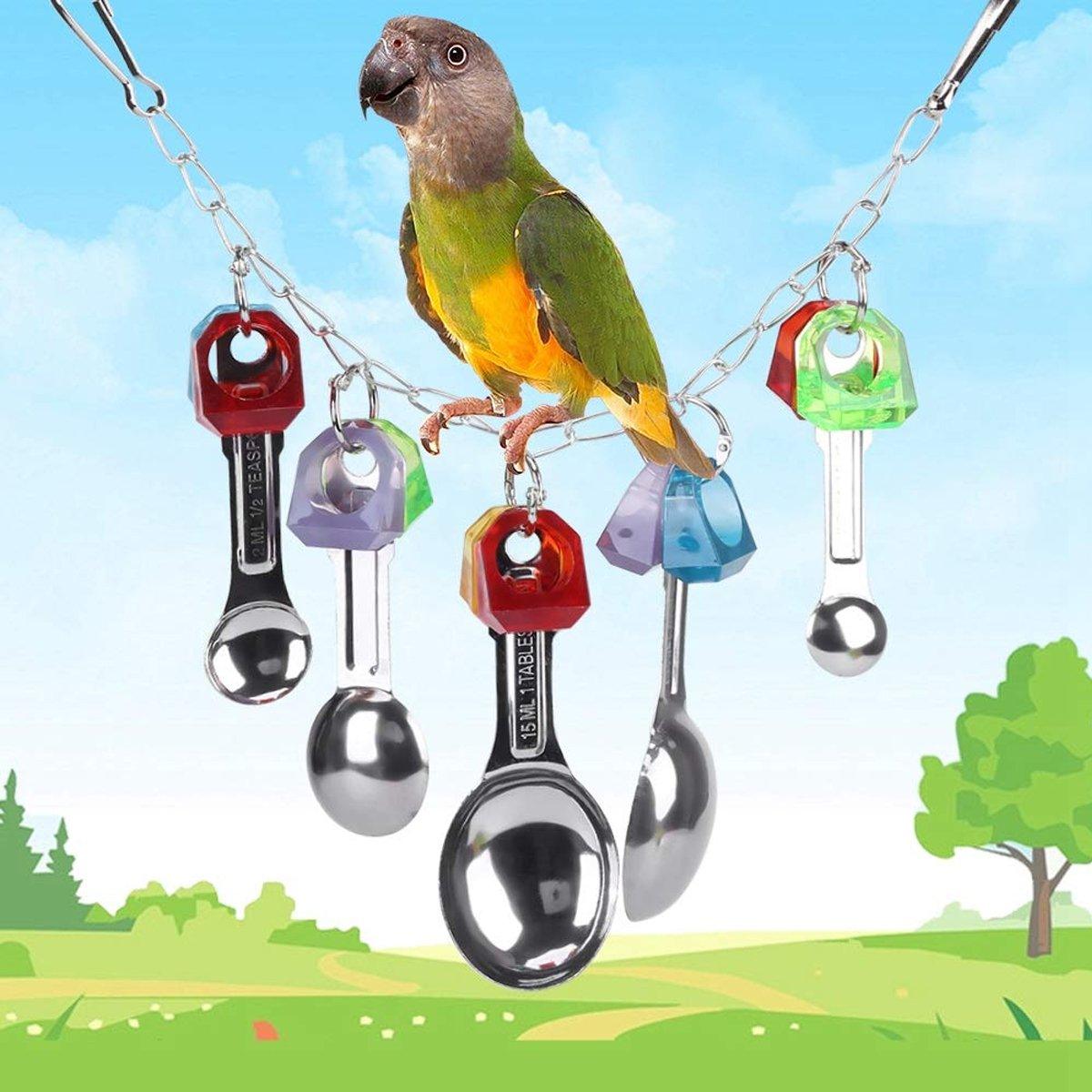 Parrot Bite Toy Parrot Toy Bird Toy Metal Spoon String Toy 113g