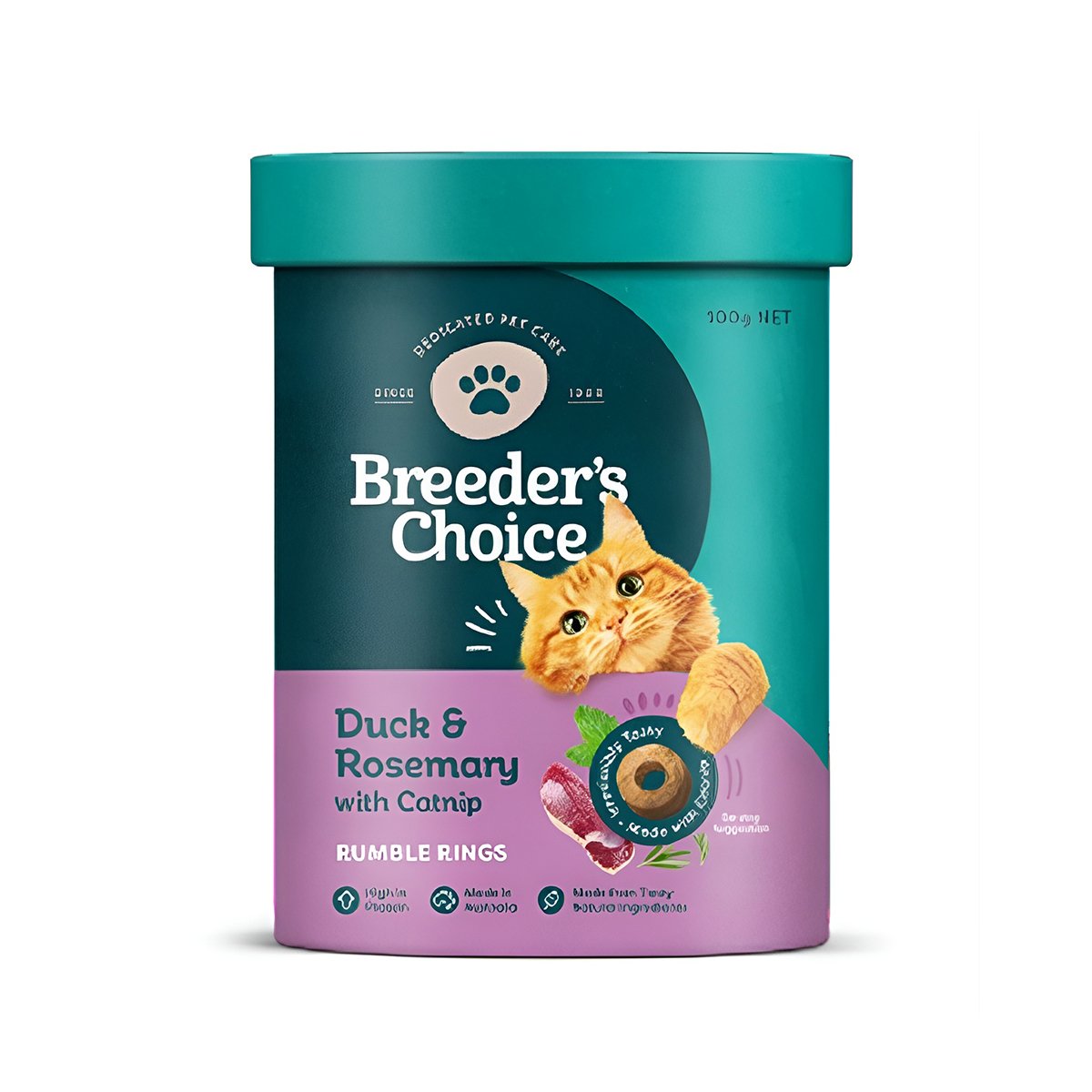 Breeders Choice Cat Treats - Duck with Rosemary & Catnip 120g