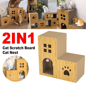 Multi-Function Cat Villa Double-Layer Cat House with Scratching Post