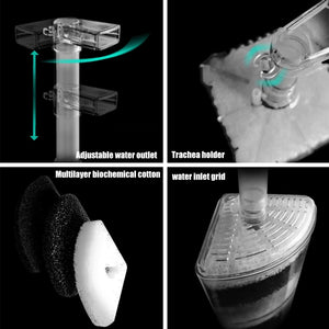 Mini Aquarium Biochemical Filter Compact In-Tank Fish Tank Filter with Dual Chambers for Small Aquariums