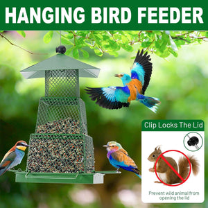 Durable Hanging Bird Feeder with Locking Lid & 360° Perch