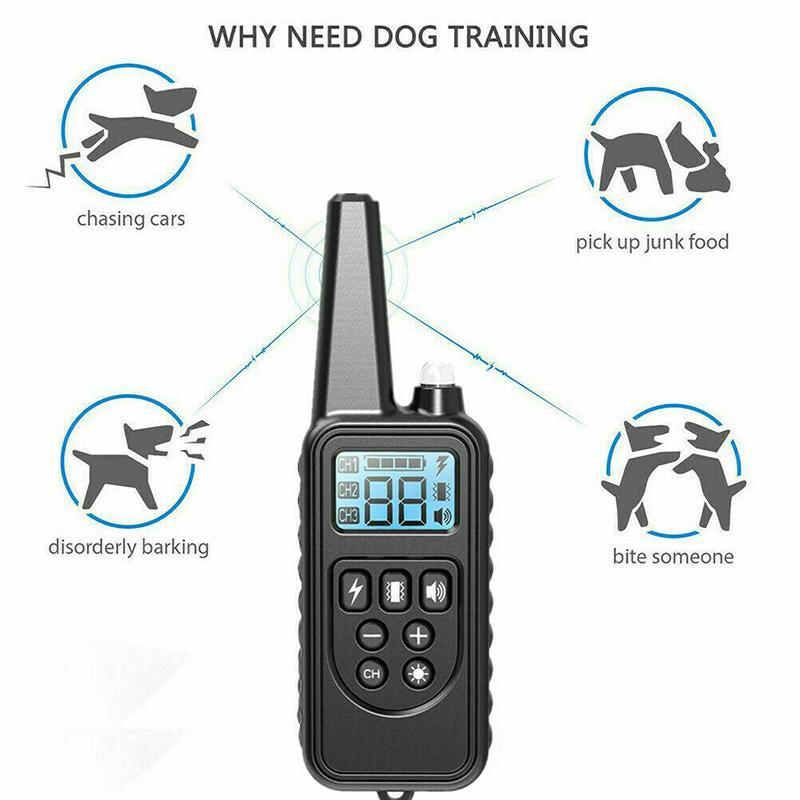 Electric Dog Pet Training E-Collar Obedience Rechargeable Remote Control 800M