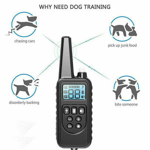 Electric Dog Pet Training E-Collar Obedience Rechargeable Remote Control 800M