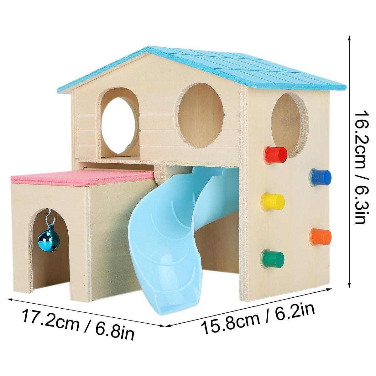 Small Pet Wooden House with Slide & Ladder