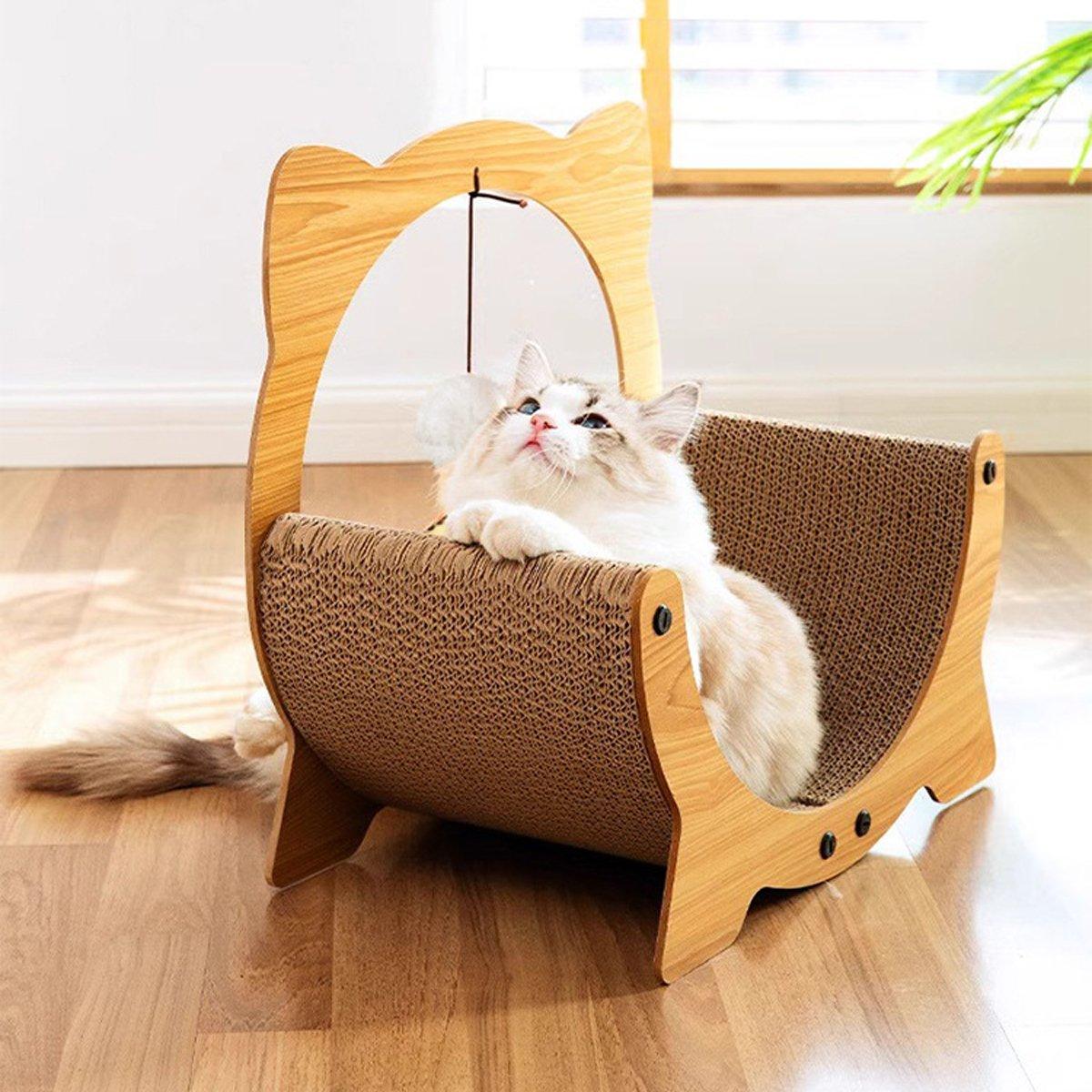 Cradle Cat Nest 2-in-1 Cat Scratcher and Lounge with Hanging Toy