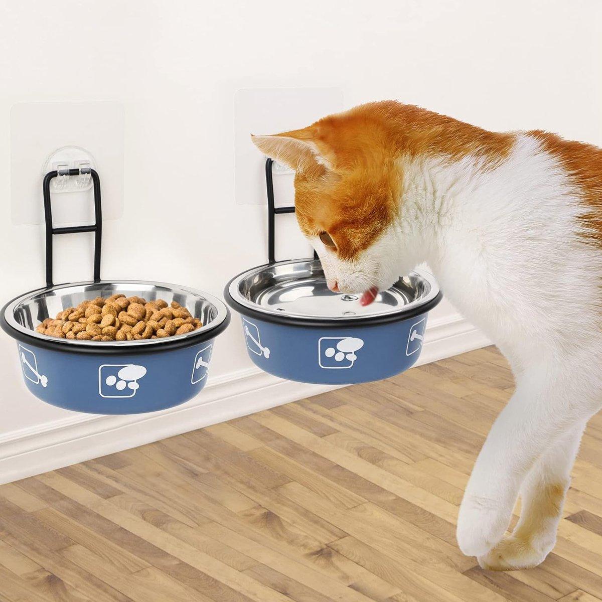 Wall-Mounted Stainless Steel Pet Bowl for Cats and Small Dogs Durable & Stylish