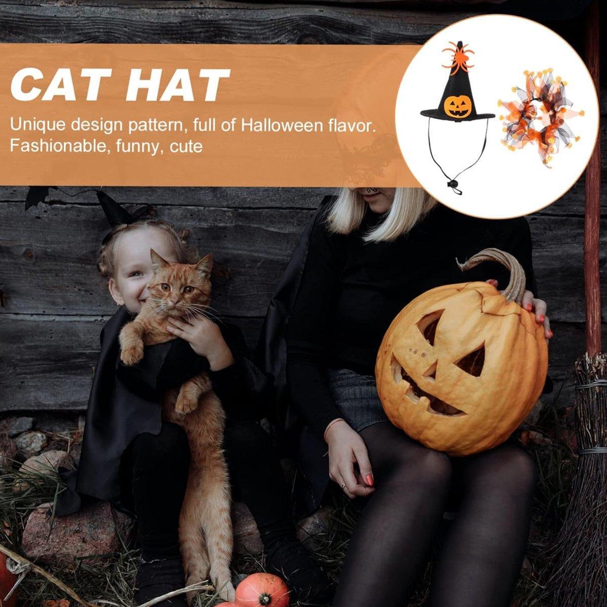 Halloween Cat Costume - Skull Pattern Hat and Scarf Set