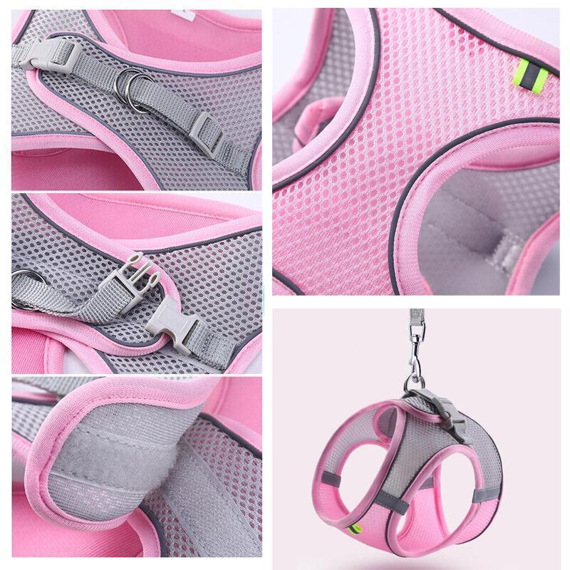 Pet Dog Harness Adjustable Reflective Breathable Outdoor Collars Strap Cat Leash