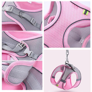 Pet Dog Harness Adjustable Reflective Breathable Outdoor Collars Strap Cat Leash