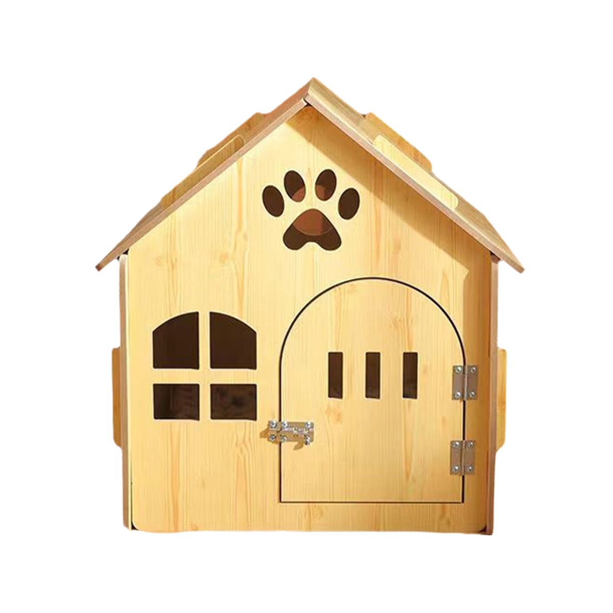 Outdoor Wooden Dog Cat House Villa Style Pet Shelter Weatherproof for Garden