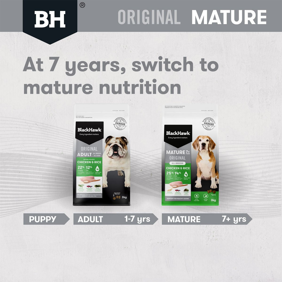 Black Hawk Original Mature Chicken & Rice Dry Dog Food For Aged 7+ 3KG/20KG