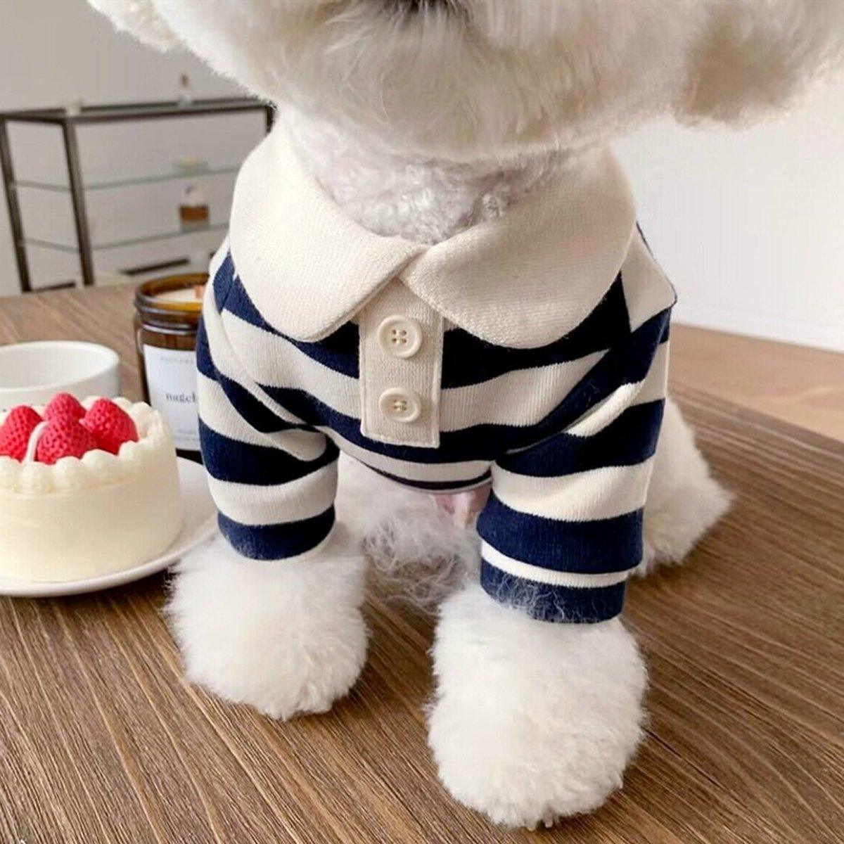 Striped Crew Neck Dog T-Shirt Fashionable Pet Outfit in Multiple Sizes