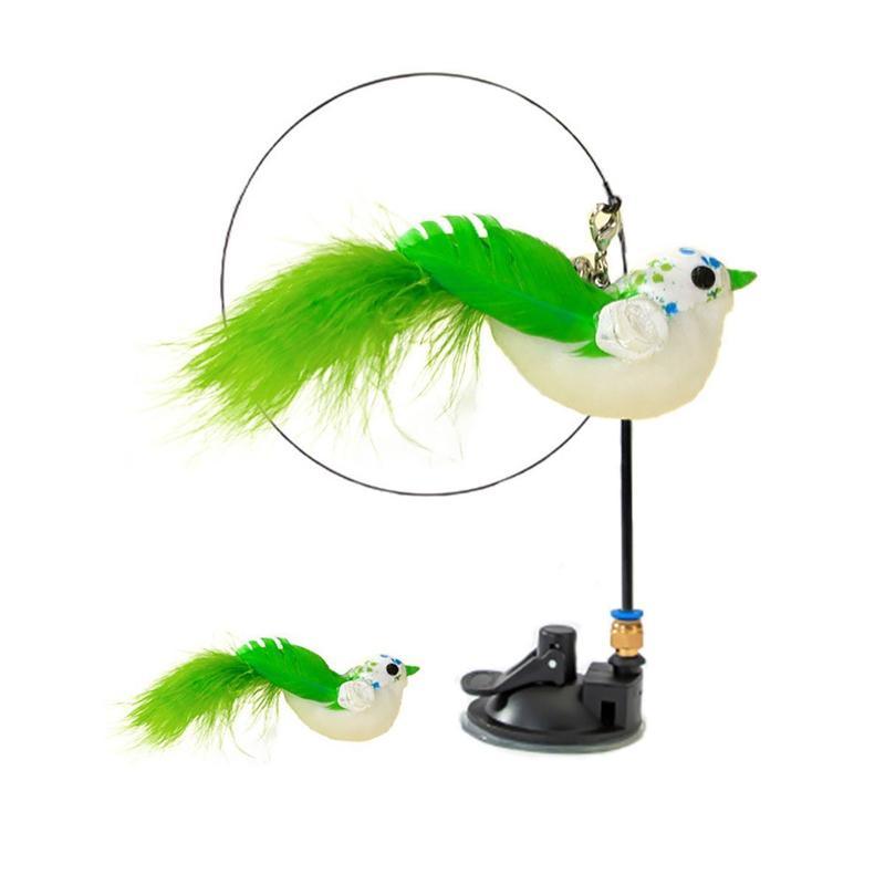 Interactive Bird Teaser Cat Toy - Wand Stick with Suction Cup for Playtime