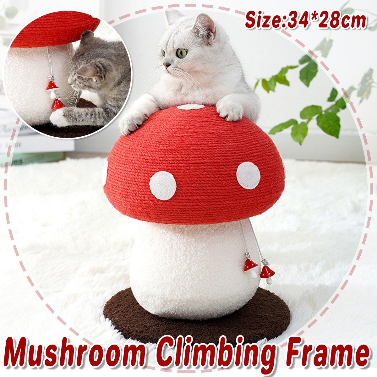 Red Mushroom Cat Climbing Rack Sisal Scratching Post for Cats