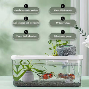 Tabletop Aquarium Landscape Fish Ecological Filter Feeding Basin for Home Decor