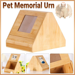 Wooden Pet Memorial Urn for Ashes with Photo Frame