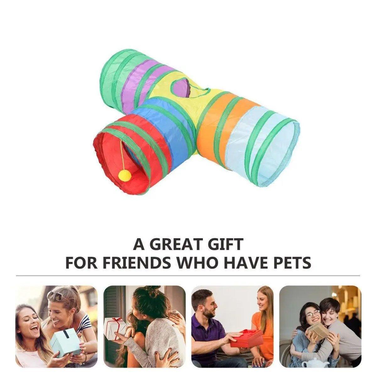 Pet Supplies Amazon New Rainbow Color Tee Cat Tunnel Toy Foldable Self Hi Cat Tunnel