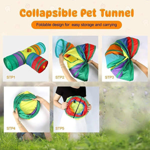 Pet Supplies Amazon New Rainbow Color Tee Cat Tunnel Toy Foldable Self Hi Cat Tunnel