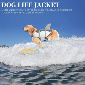 Pet Life Jacket with Shark Fin Design Dog Flotation Vest for Safe Swimming